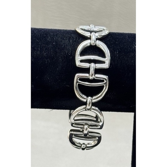 LAUREN RALPH LAUREN  Link Bracelet Silver Silver tone Stirrup Motif 7.25 - Picture 1 of 6
